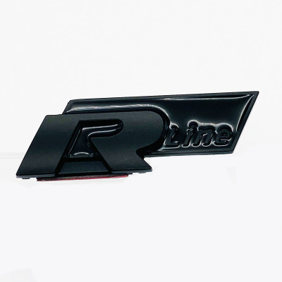 Автологотип шильдик емблема напис VW Volkswagen R-line в решітку радіатора чорний