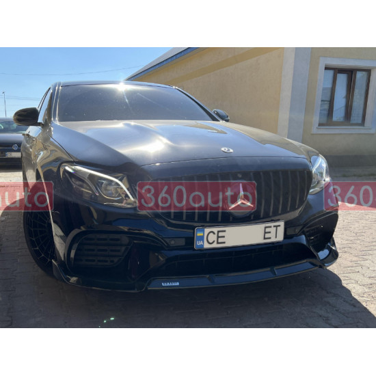 Сплиттер переднего бампера на Mercedes E-class W213 2016-2019 AMG бампер MBW213-191