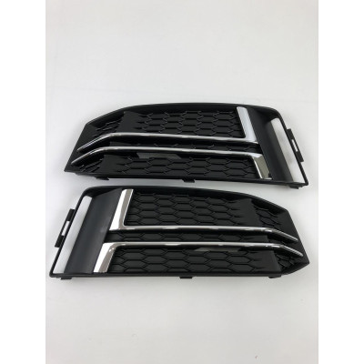 Решетки переднего бампера на Audi A4 B9 2015- S-line Black Silver A4-S0154