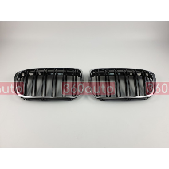 Решітка радіатора на BMW X1 F48 2015-2019 чорний глянець з хромом BMW-F48164