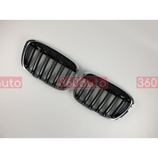 Решетка радиатора на BMW X1 F48 2015-2019 черный глянец с хромом BMW-F48164