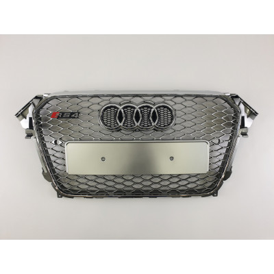 Решетка радиатора на Audi A4 B8 2011-2015 серая с хромом стиль RS A4-RS134