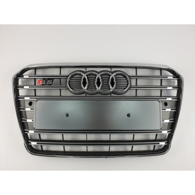 Решітка радіатора на Audi A5 2011-2016 сіра з хромом стиль S-Line A5-S132