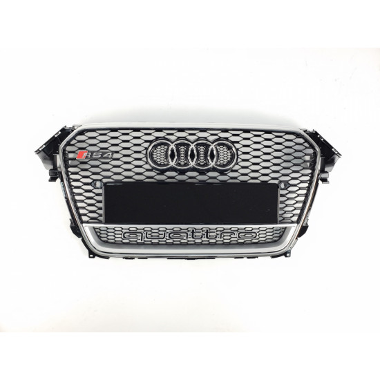 Решітка радіатора на Audi A4 B8 2011-2015 чорна з хромом стиль RS A4-RS136