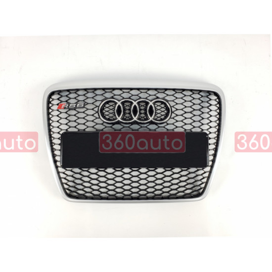 Решітка радіатора на Audi A6 C6 2004-2011 чорна з сірим стиль RS A6-RS105