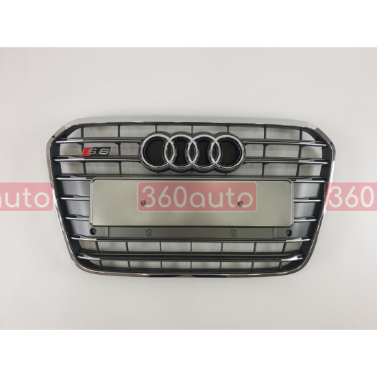 Решітка радіатора на Audi A6 C7 2011-2014 сіра з хромом стиль S-Line A6-S133