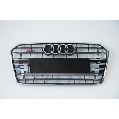 Решітка радіатора на Audi A7 2014-2017 чорна з хромом стиль S-Line A7-S151
