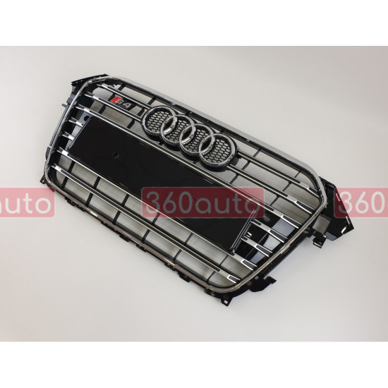 Решітка радіатора на Audi A4 B8 2011-2015 чорна з хромом стиль S-Line A4-S131