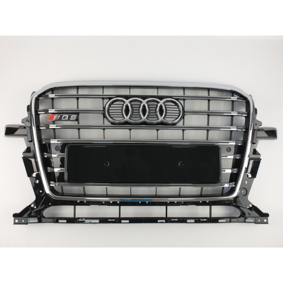 Решітка радіатора на Audi Q5 2012-2016 чорна з хромом стиль S-Line Q5-S131