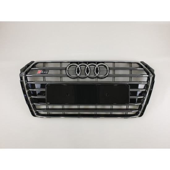 Решетка радиатора на Audi A4 B9 2015- черная с хромом стиль S-Line A4-S182