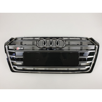 Решітка радіатора на Audi A5 2016- чорна з хромом стиль S-Line A5-S181