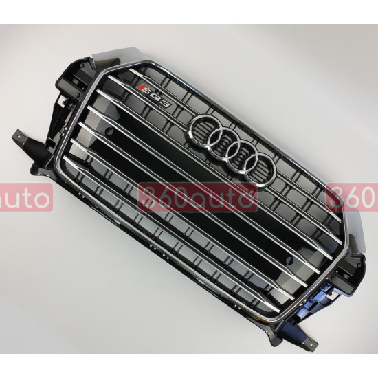 Решетка радиатора на Audi Q3 2014-2018 черная с хромом стиль S-Line Q3-S161