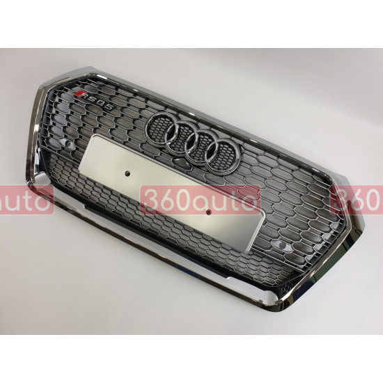 Решетка радиатора на Audi Q5 2016-2019 серая с хромом стиль RS Q5-RS172