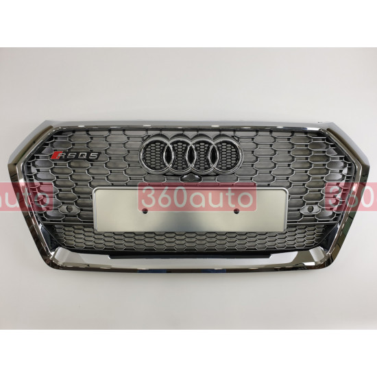 Решітка радіатора на Audi Q5 2016-2019 сіра з хромом стиль RS Q5-RS172