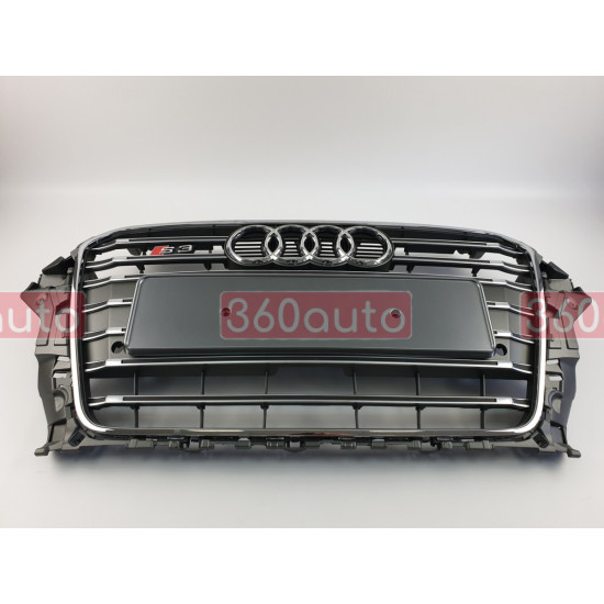 Решетка радиатора на Audi A3 2013-2015 серая с хромом стиль S-Line A3-S143
