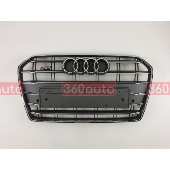 Решетка радиатора на Audi A6 C7 2014-2018 серая с хромом стиль S-Line A6-S172