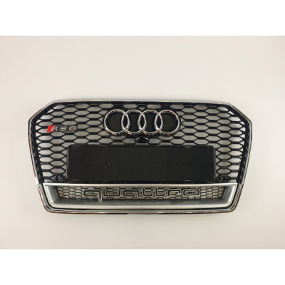 Решетка радиатора на Audi A6 C7 2014-2018 черная с хромом стиль RS A6-RS172