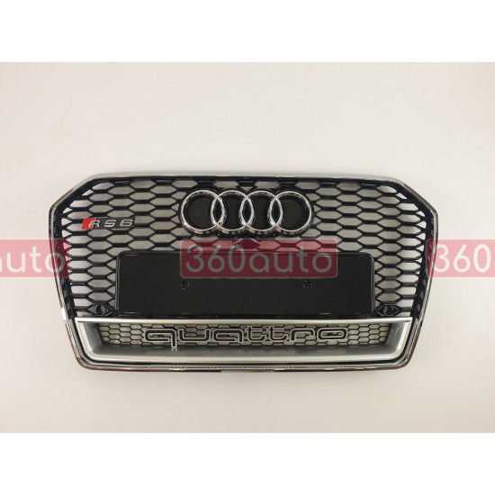 Решітка радіатора на Audi A6 C7 2014-2018 чорна з хромом стиль RS A6-RS172