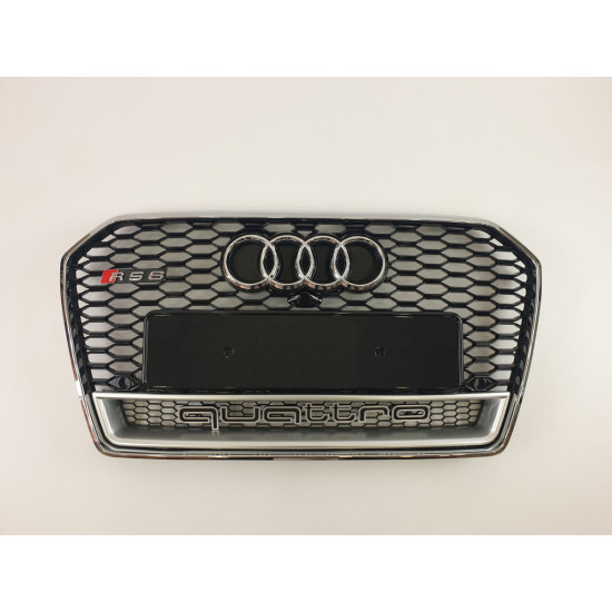 Решітка радіатора на Audi A6 C7 2014-2018 чорна з хромом стиль RS A6-RS172
