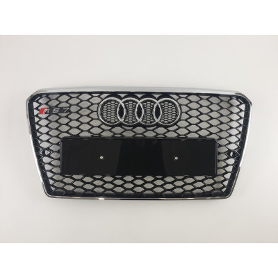 Решітка радіатора на Audi A7 2010-2014 чорна з хромом стиль RS A7-RS122