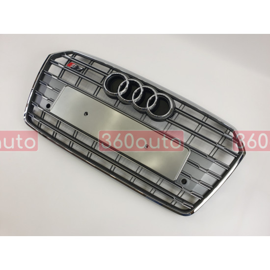 Решетка радиатора на Audi A7 2014-2017 серая с хромом стиль S-Line A7-S152