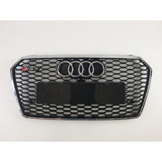 Решетка радиатора на Audi A7 2014-2017 черная с хромом стиль RS A7-RS152