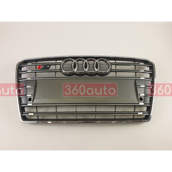 Решітка радіатора на Audi A7 2010-2014 сіра з хромом стиль S-Line A7-S122