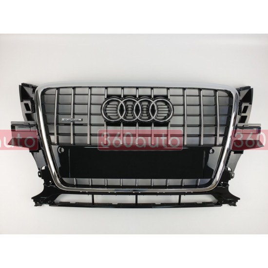 Решітка радіатора на Audi Q5 2008-2012 чорна з хромом стиль S-Line Q5-S081