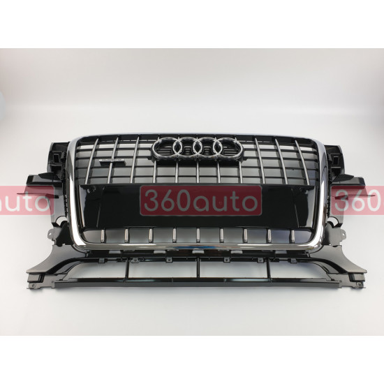 Решітка радіатора на Audi Q5 2008-2012 чорна з хромом стиль S-Line Q5-S081