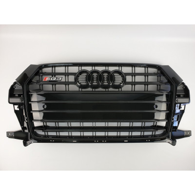 Решітка радіатора на Audi Q3 2014-2018 чорна стиль S-Line Q3-S162