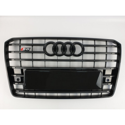 Решітка радіатора на Audi A8 2014-2017 чорна стиль S-Line A8-S154