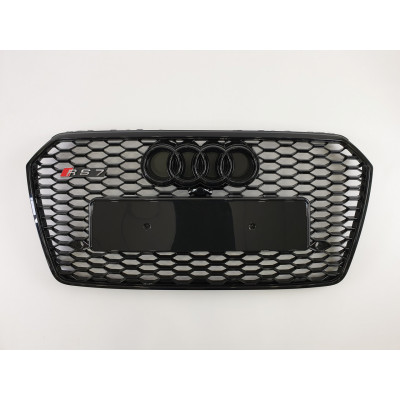 Решітка радіатора на Audi A7 2014-2017 чорна стиль RS A7-RS1511