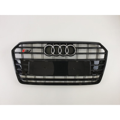 Решітка радіатора на Audi A7 2014-2017 чорна в стилі S-Line Restal A7-S153