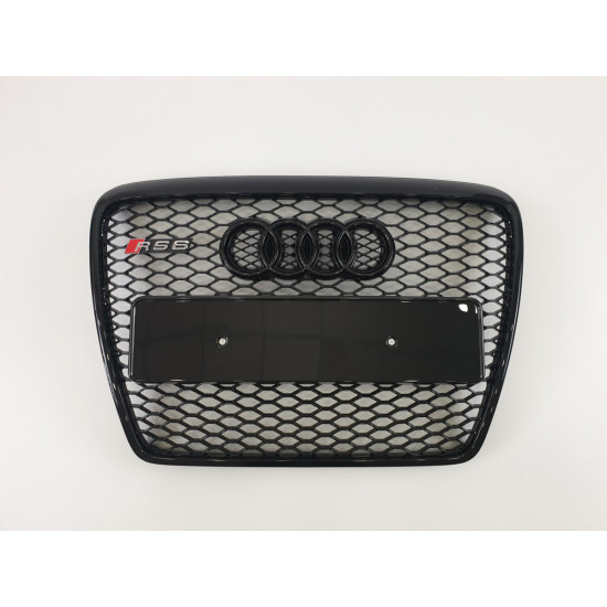 Решетка радиатора на Audi A6 C6 2004-2011 черная стиль RS A6-RS101