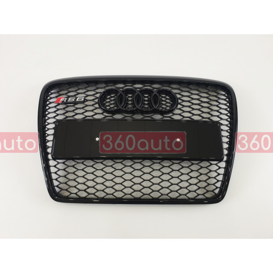 Решітка радіатора на Audi A6 C6 2004-2011 чорна стиль RS A6-RS101