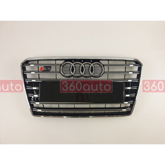 Решітка радіатора на Audi A7 2010-2014 чорна з хромом стиль S-Line A7-S121