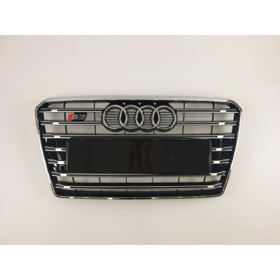 Решетка радиатора на Audi A7 2010-2014 чорная с хромом в стиле S-Line Restal A7-S121