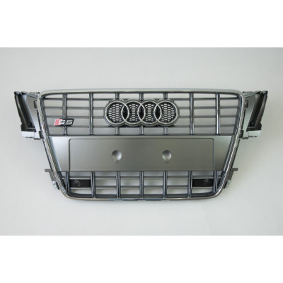 Решетка радиатора на Audi A5 2009-2011 серая с хромом стиль S-Line A5-S103