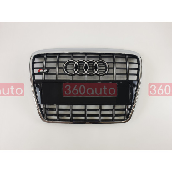 Решітка радіатора на Audi A6 C6 2004-2011 чорна з хромом стиль S-Line A6-S101