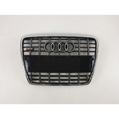 Решітка радіатора на Audi A6 C6 2004-2011 чорна з хромом в стилі S-Line Restal A6-S101