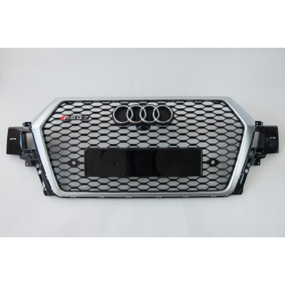 Решетка радиатора на Audi Q7 2015- черная с серым стиль RS Q7-RS151
