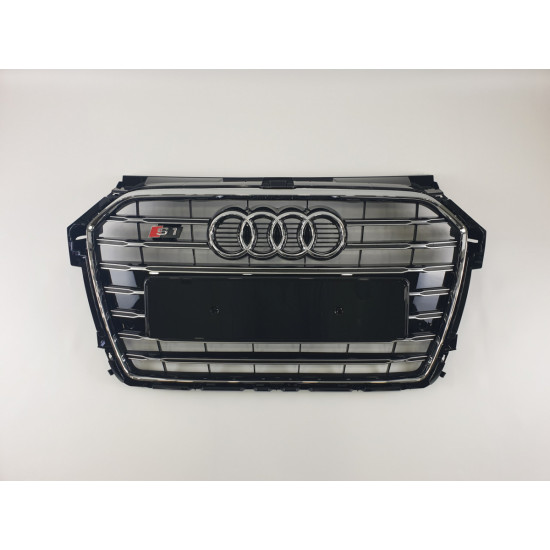 Решітка радіатора на Audi A1 2014-2018 чорна з хромом стиль S-Line A1-S171
