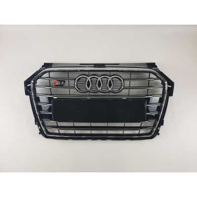 Решітка радіатора на Audi A1 2014-2018 чорна з хромом в стилі S-Line Restal A1-S171