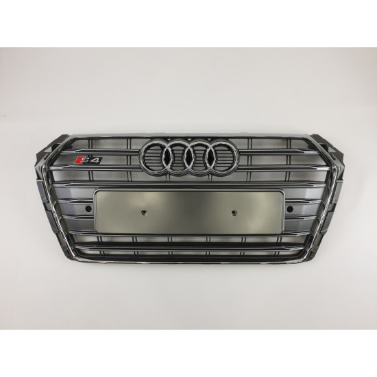 Решетка радиатора на Audi A4 B9 2015- серая с хромом стиль S-Line A4-S181