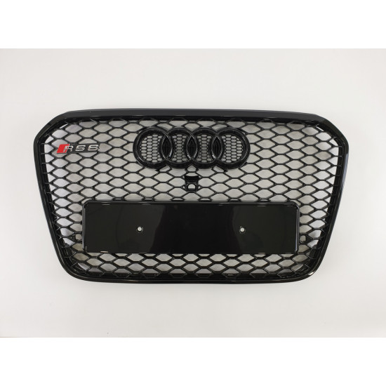 Решетка радиатора на Audi A6 C7 2011-2014 под камеру черная стиль RS A6-RS136