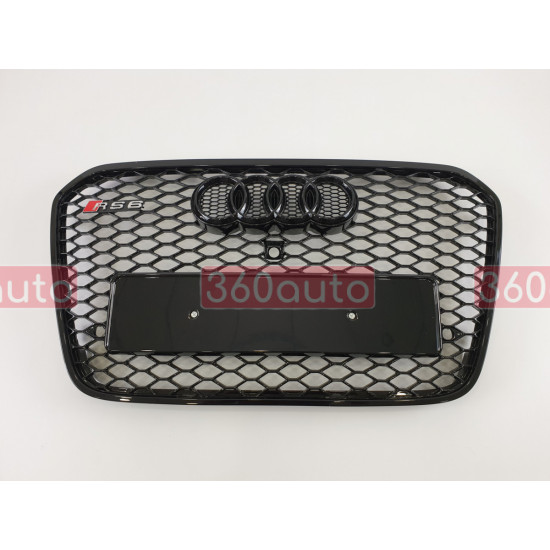 Решітка радіатора на Audi A6 C7 2011-2014 під камеру чорна стиль RS A6-RS136