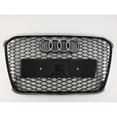 Решітка радіатора на Audi A6 C7 2011-2014 чорна з хромом стиль RS A6-RS131
