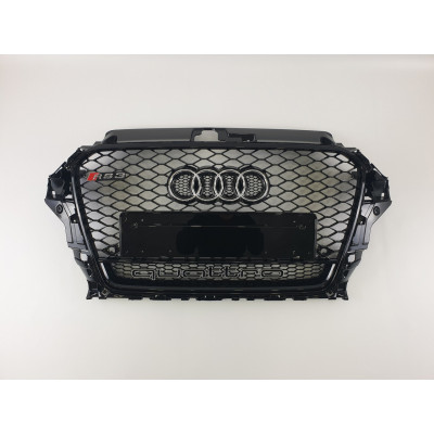 Решетка радиатора на Audi A3 2013-2015 черная стиль RS A3-RS141