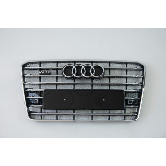 Решетка радиатора на Audi A8 2014-2017 черная с хромом стиль S-Line A8-S151