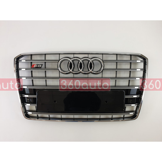 Решетка радиатора на Audi A8 2014-2017 черная с хромом стиль S-Line A8-S153